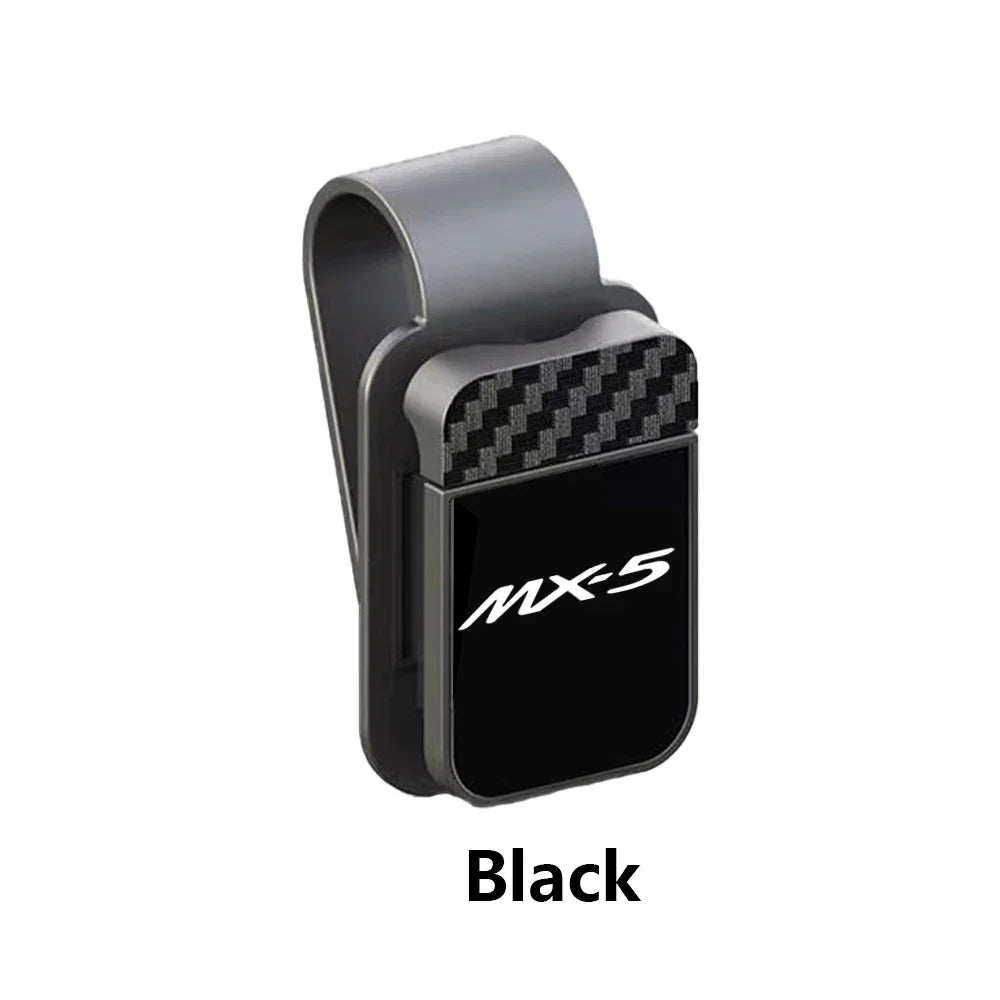 Car Sun Visor, Sunglasses Eyeglasses Mount with Ticket Card Clip - Carbon Fiber Textured Eyeglass Clip For Mazda MX-5