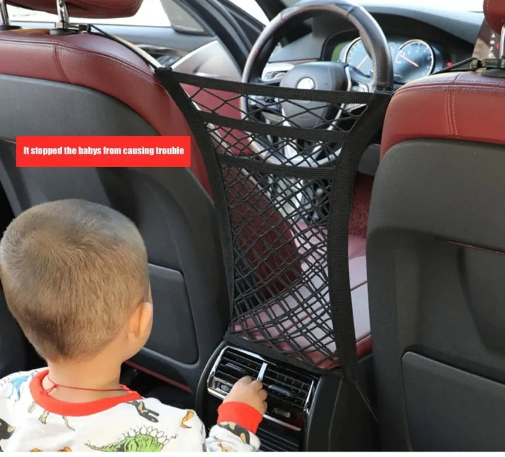 Car Seat Middle Storage Net Pocket Car Screen Elastic Children's Isolation Net Storage Net Seat Back Storage Bag