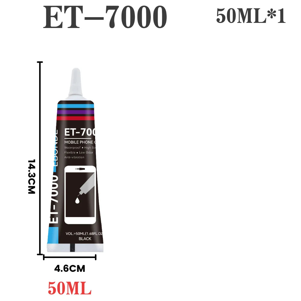 Black T7000 Anti-Vibration Phone Repair Electronic Component Contact Adhesive T-7000 Battery Back Glass High Strength Soft Glue