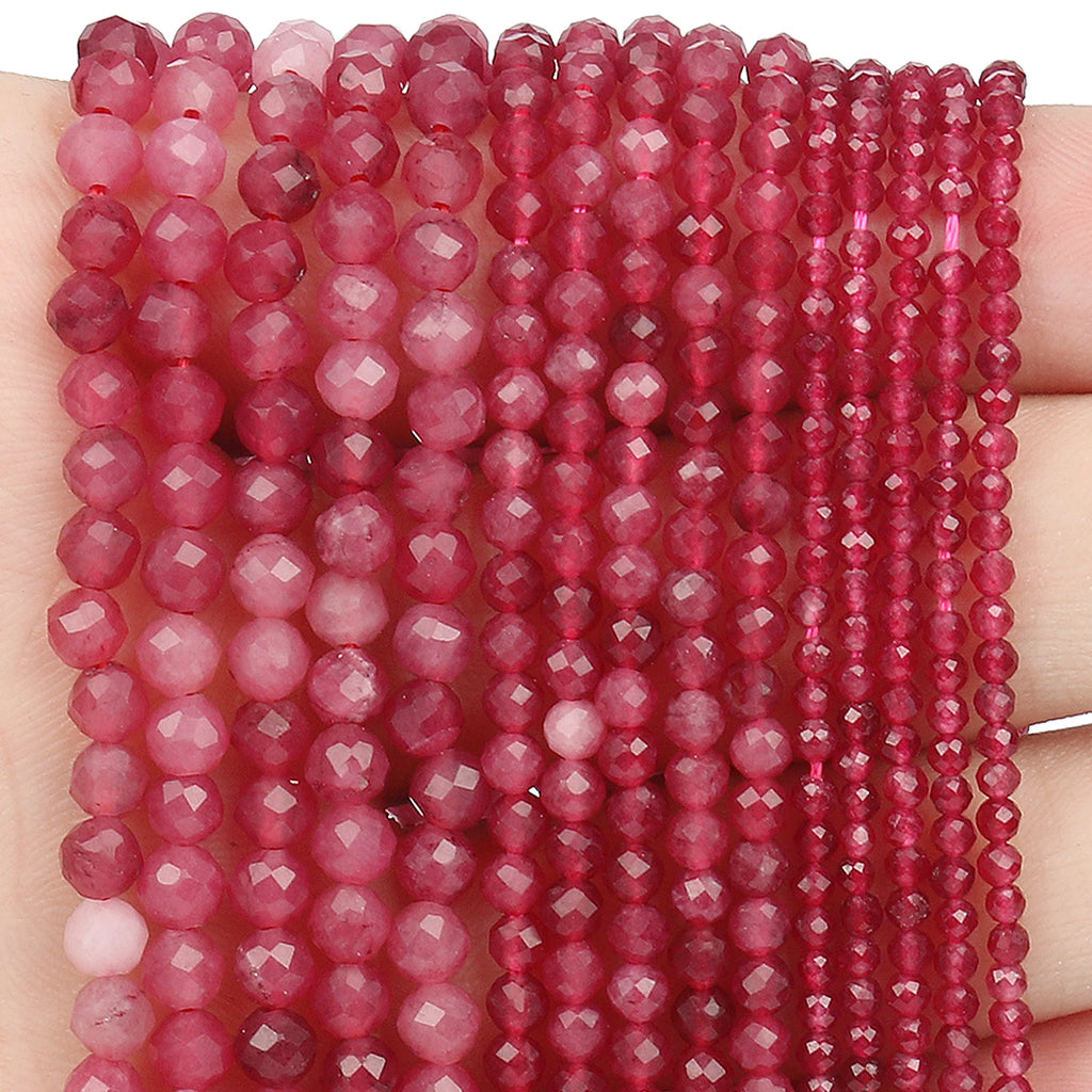 Natural Red Jasper 2mm 3mm 4mm Faceted Round Loose Spacer Beads Diy Bracelet Necklace Jewelry Making Handmade Crafts Accessories