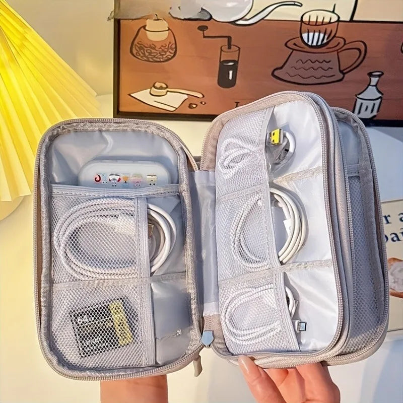 Travel Organizer Bag, Multi-Pocket Storage Pouch, Suitable for Toiletries, Cosmetic Accessories, and Electronic Cables