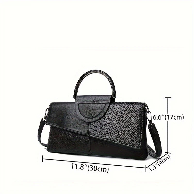Vintage Crocodile Print Women's Handbag Stylish Shoulder Bag with Detachable Straps Lightweight Everyday Accessory