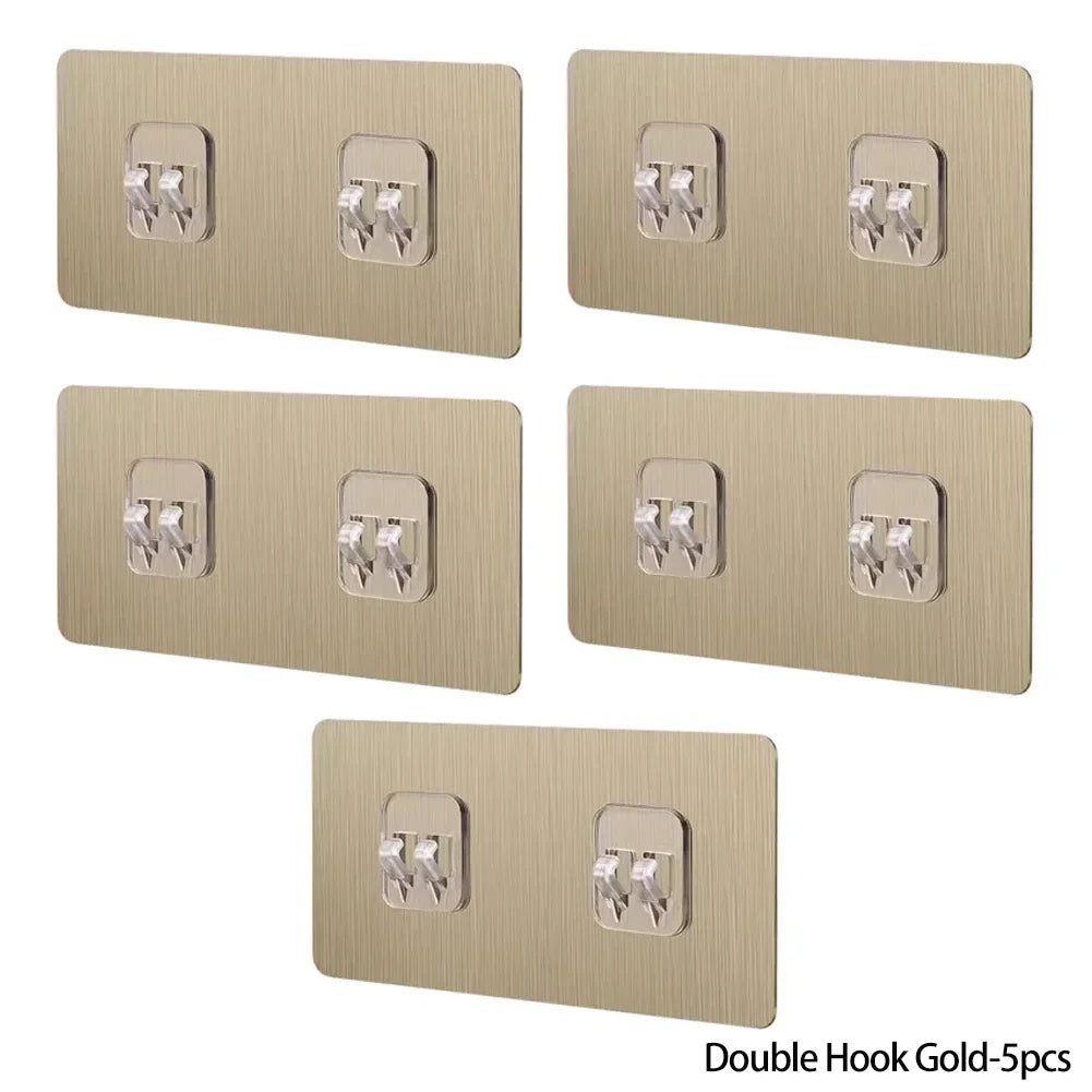 5pcs Wall Adhesive Hooks Transparent Wire Shelf Rack Hook Wall Mount Free Punch Kitchen Bathroom Non Trace Stickers Holder