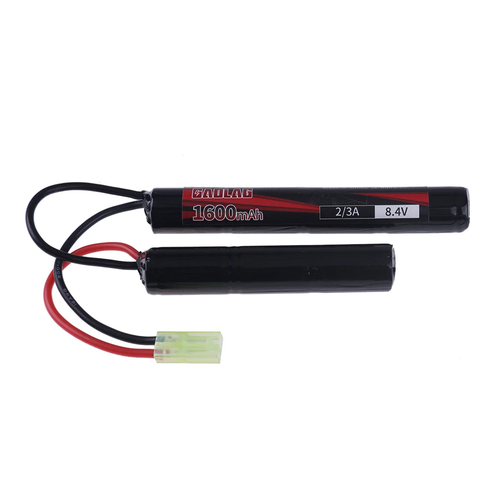 8.4V Airsoft Battery 2/3A 1600mAh 8.4V NIMH Butterfly Battery for H VFC HK416 CQB Rifle Guns AK AEG'S with Mini Tamiya Connector