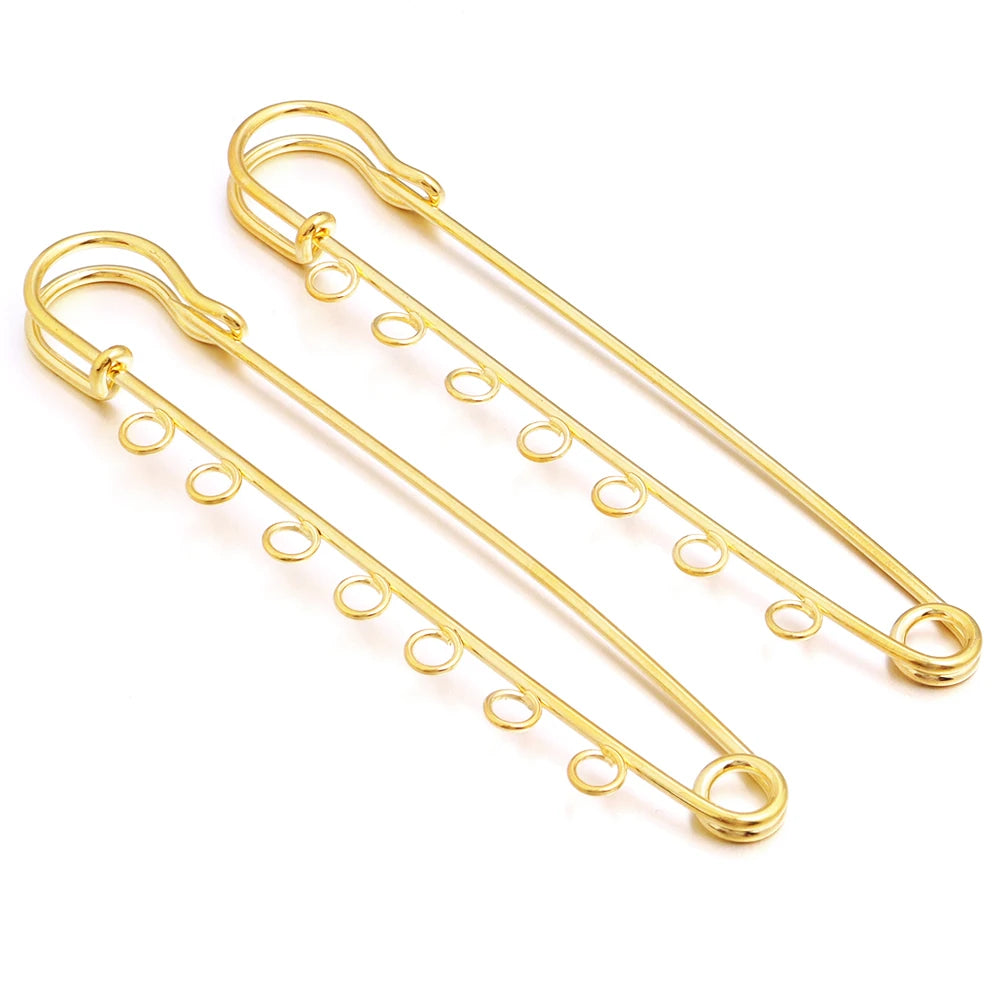 5-10pcs/lot Safety Pins Brooches Blank Base Brooch Pin With Loops Fasteners Pin For DIY Jewelry Making Brooch Charm Accessories