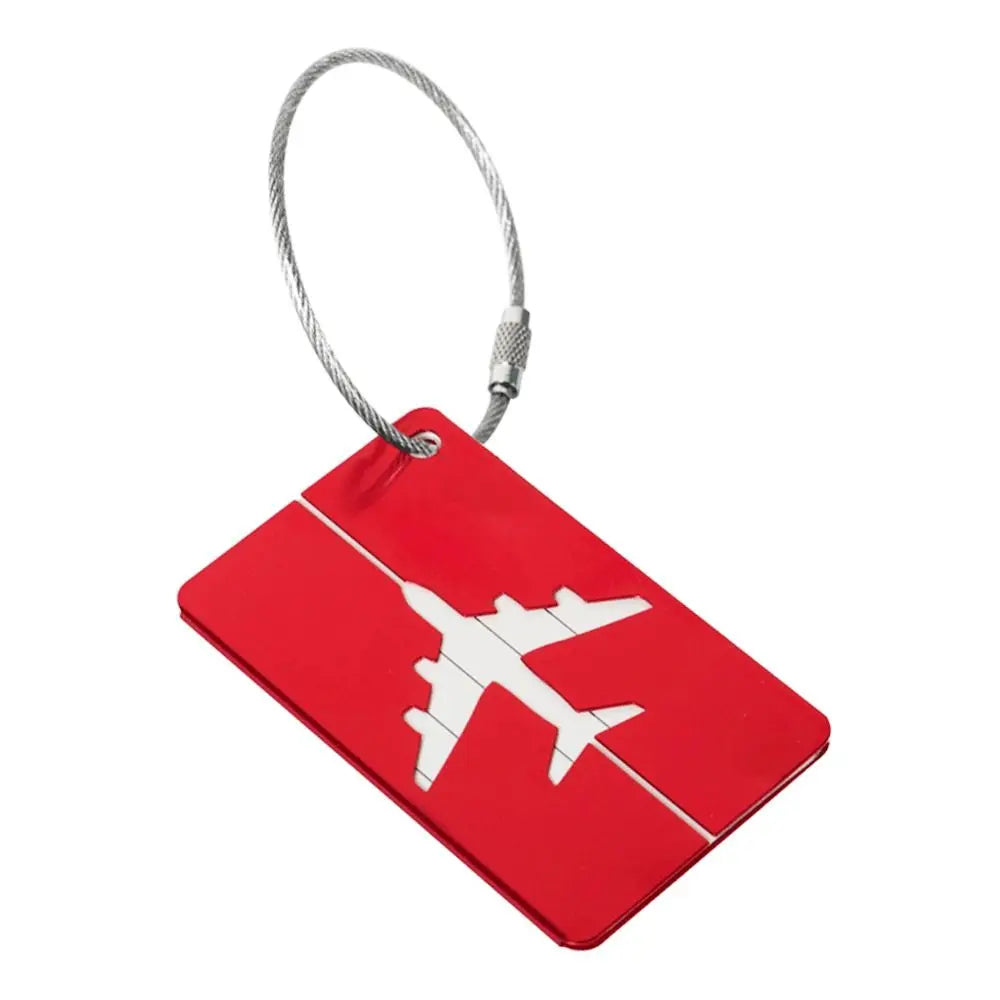 Aluminium Travel Luggage Tags Reusable Suitcase Baggage Labels Holiday Suitcase Labels Travel Bag ID Plane Identifier With Ropes
