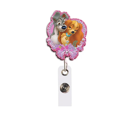 Disney Cartoon Lady and the Tramp Card Holder Anti-lost Neck Strap Lanyard ID Card Pendant USB Badge Clip DIY Keychain Accessory