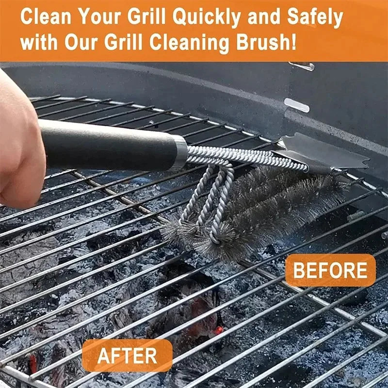 BBQ grill cleaning brush steel wire brush for cleaning BBQ grill and BBQ stove steel brush specialized cleaning tool for BBQ