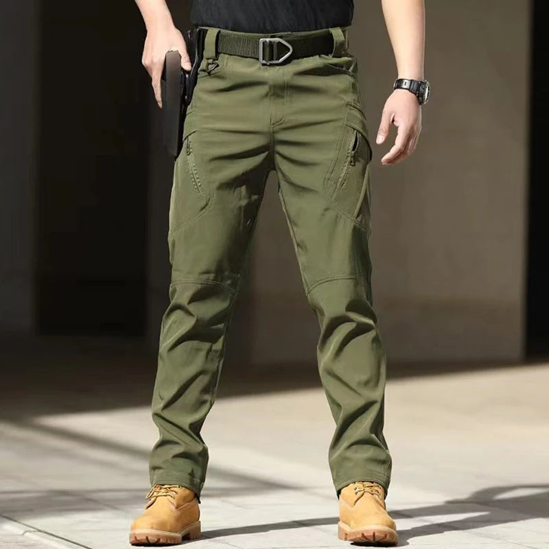 Men's Spring Autumn Tactical Combat Gargo Elastic Camping Hiking Trekking Climbing Outdoor Trousers Softshell Quick Dry Pants