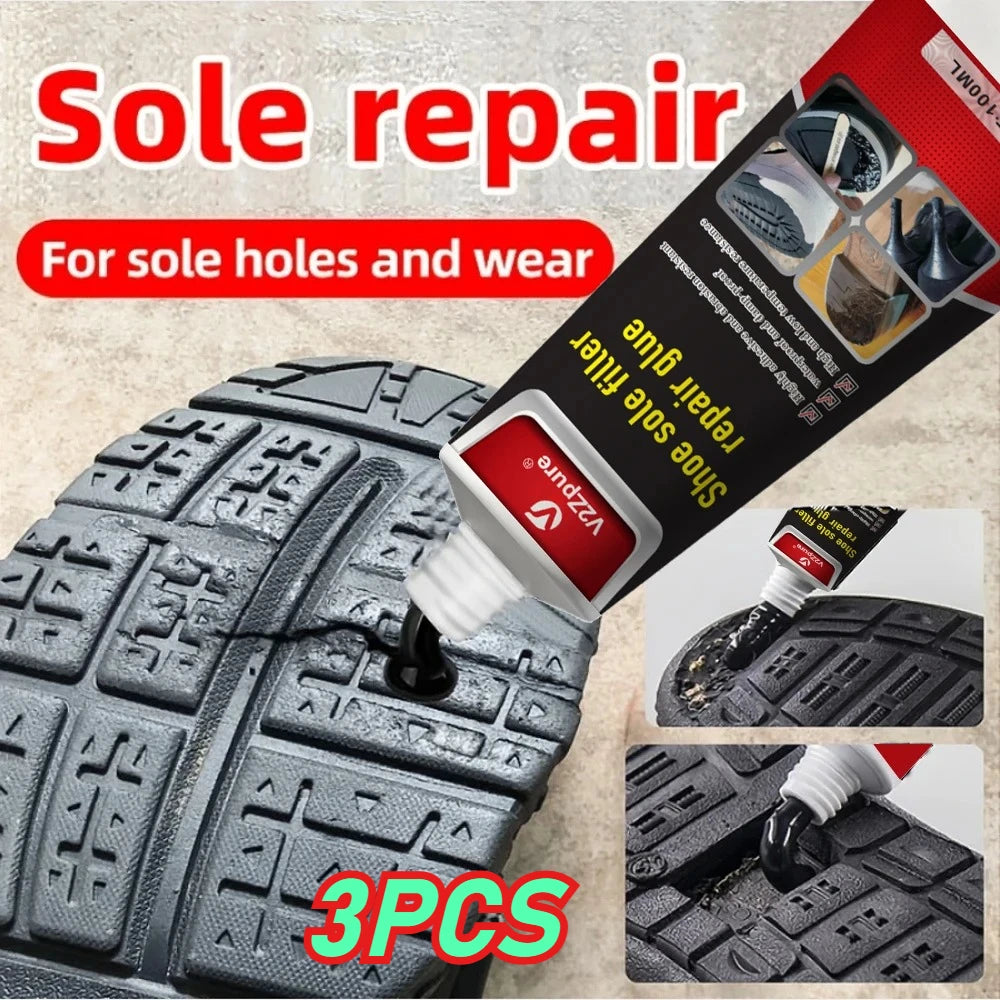 3PCS Shoe Repair Glue Kit White Black Sole Waterproof Quick Drying Filling Repair Glue Wear-resistant Sealant Crack Repair Agent