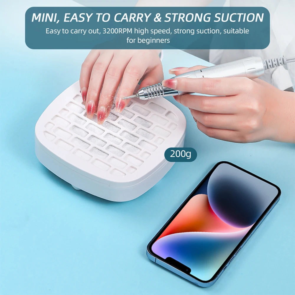USB Mini Manicure Nail Vacuum Cleaner Strong Suction Nail Dust Collector Portable Nail Art Vacuum Dust Cleaner Extractor Fan