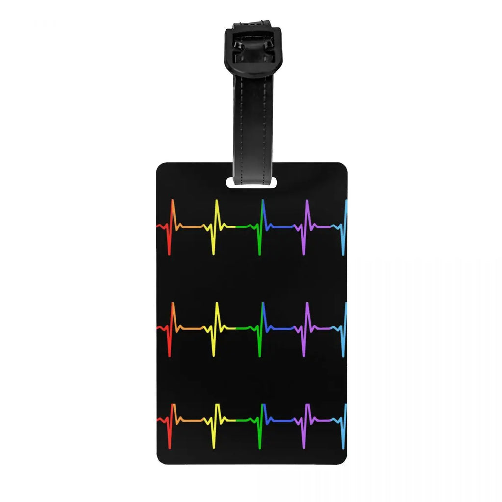 Custom Rock Guitar Heartbeat Luggage Tag With Name Card Music Singer Privacy Cover ID Label for Travel Bag Suitcase
