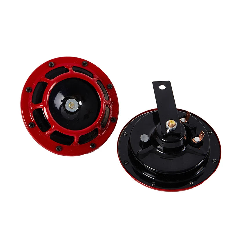 2Pcs Red Black Hella Super Loud Compact Electric Blast Tone Air Horn Kit 12V 115DB For Motorcycle Car