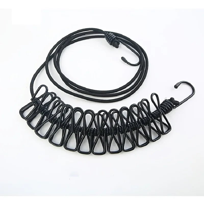 1Pc Retractable Portable Travel Clothesline, Clothing Line with 12 Clothespins, Indoor Clothing Drying Line, Outdoor Camping Acc