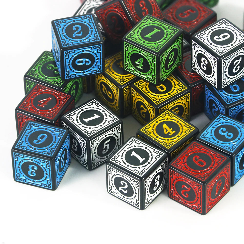 Dice 10Pcs D6 6 Sides for D&D Party Family Games RPG Dados As Collection