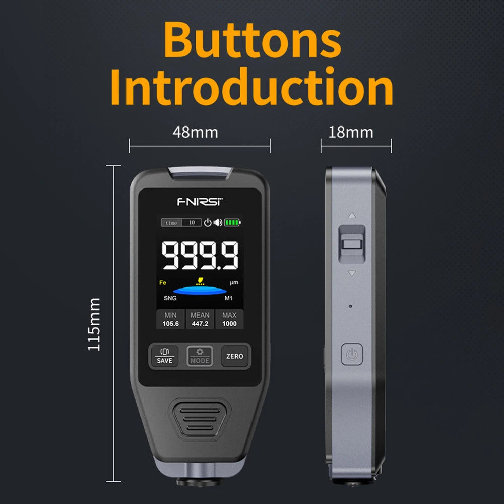 Car Paint Thickness Gauge Electroplate Metal Putty Powder Coating Thickness Gauge CTG-20 for Car 0-1400um Fe nFe Fe+Zn