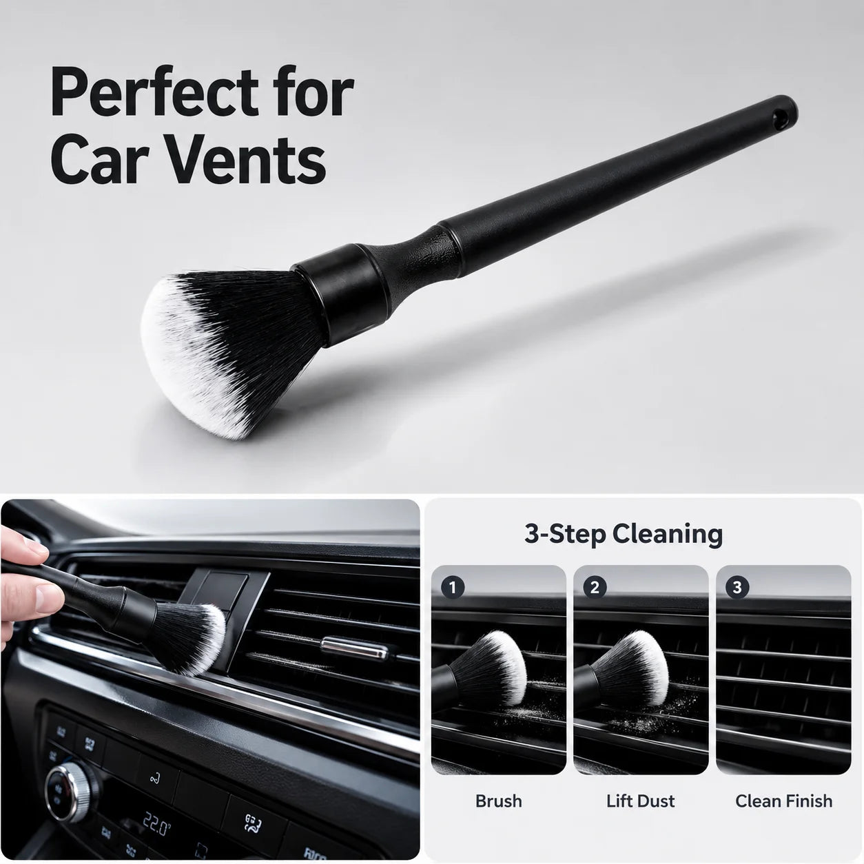 Car Cleaning Brush Soft Bristle Interior Detail Tool Ultra Soft Dashboard Duster For Vents Trim Motorcycle SUV Auto Care