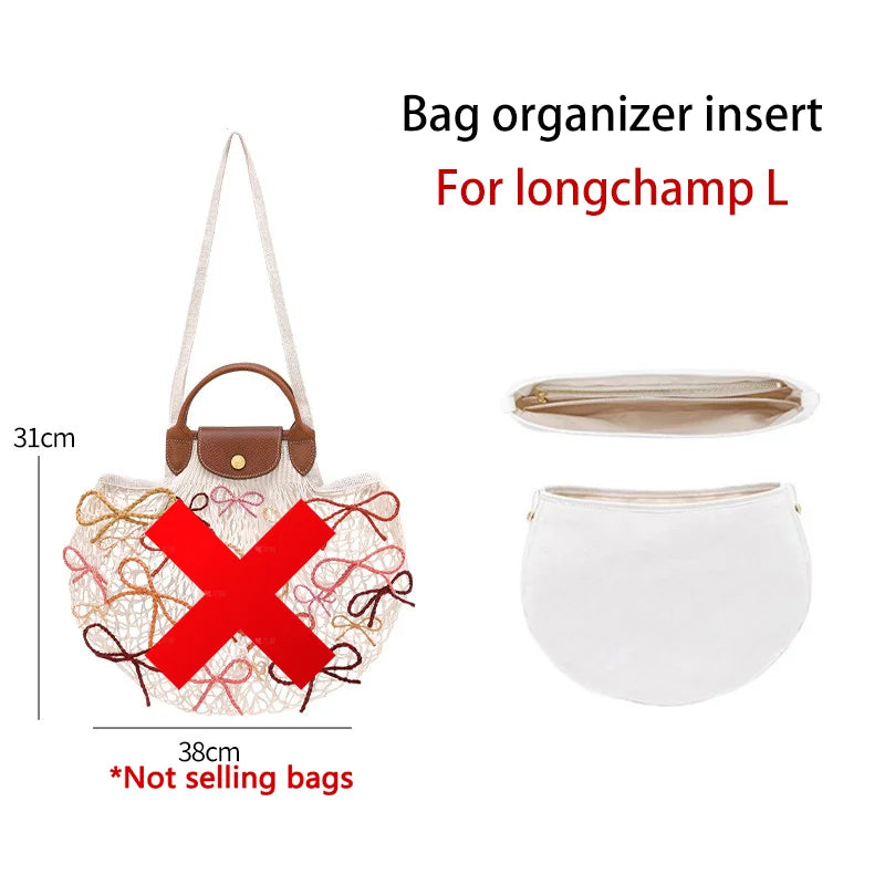 Bag Organizer Insert For Longchamp Bow Net Bag Waterproof Durable Fashion Bag Support Storage Inner Modification Bag Accessorie