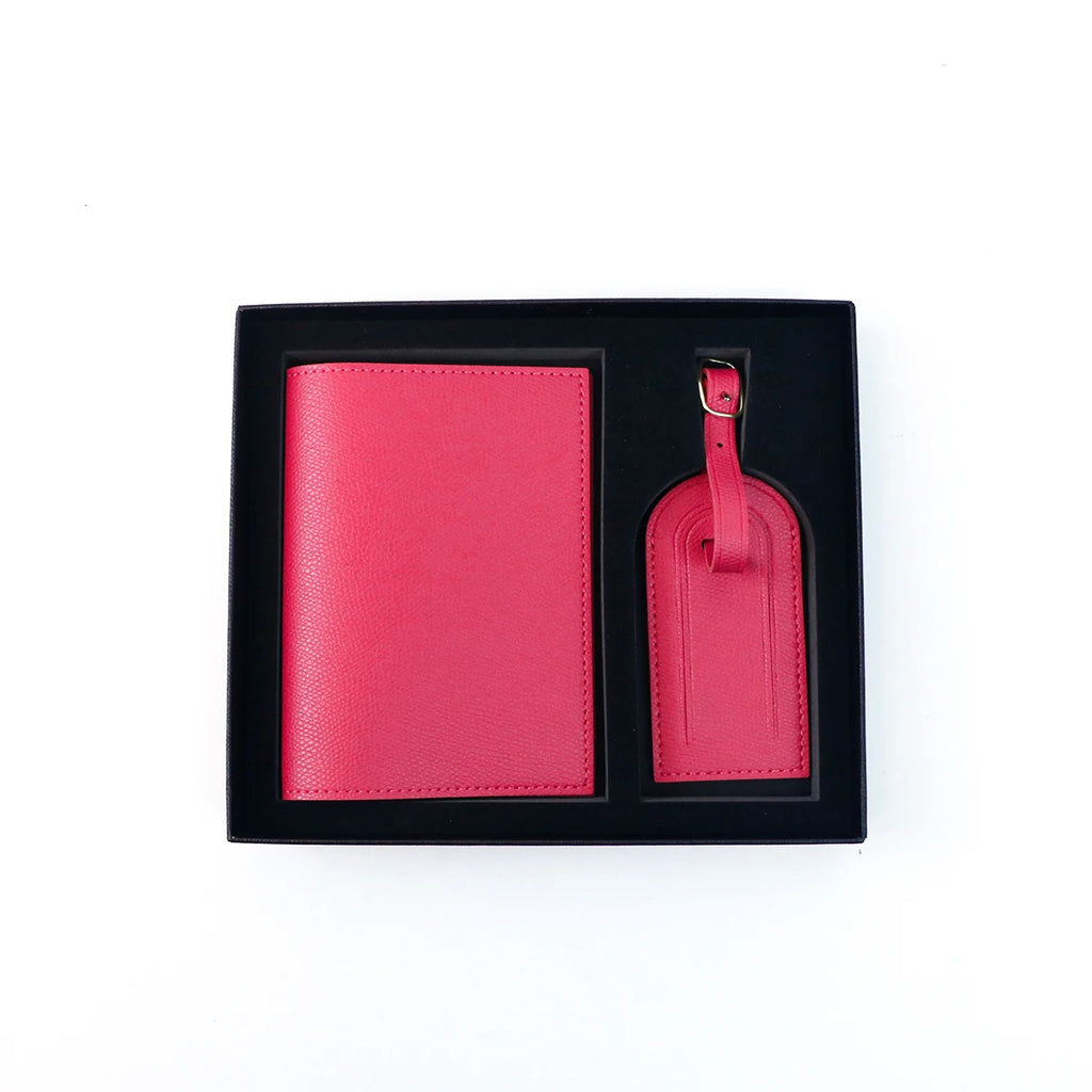 Customized name pu leather travel passport holder and luggage anti-loss label with essential travel gift box