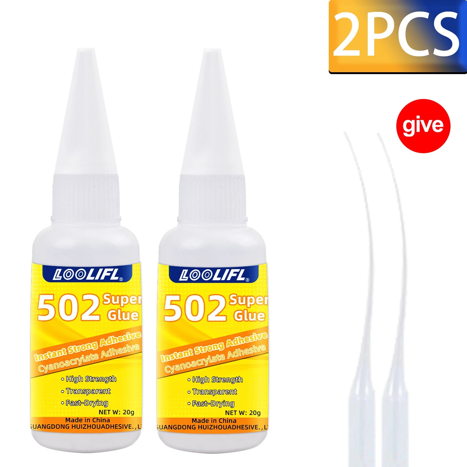 502 Super Glue Cyanoacrylate Instant Adhesive Quick-drying Strong Bond  for Plastic Rubber Metal Wood Glass Liquid Glue Tool 20g