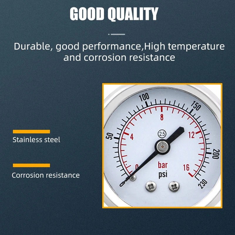 MAIRUIKESI Stianless steel pressure gauges 50mm(2") Accuracy 2.5% Bottom Connection  Hydraulic High water vacuum manometer