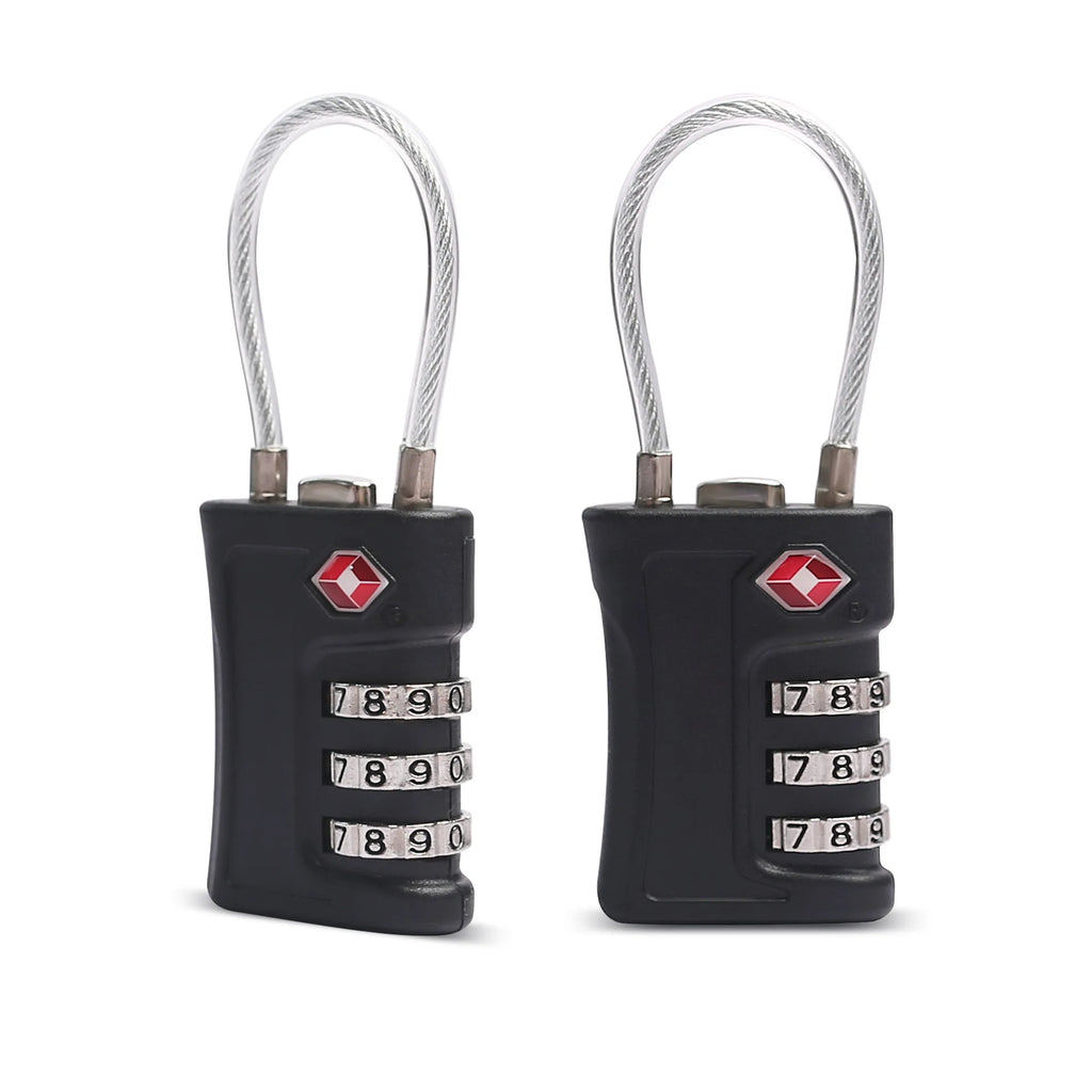 Portable TSA Customs Lock Gym Luggage Customs Lock Password Padlock Password Lock Anti-theft Code Padlock with Steel Cable
