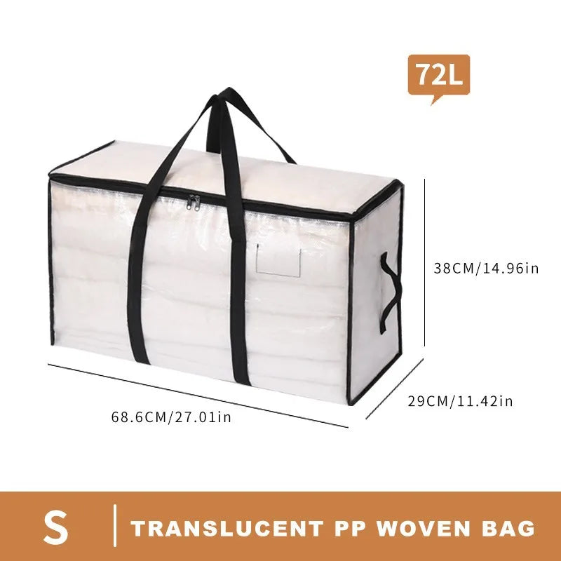 Clear Heavy Duty Moving Bags Extra Large Storage Totes With Zippers And Handles Translucent Clothes Blanket Closet Organizer