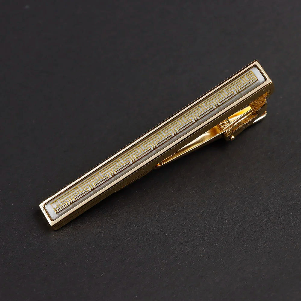 New High Quanlity Classic Golden Sliver 6cm Designer Metal Tie Clips Set Necktie Pin For Men Business Banquet Accessories Gift