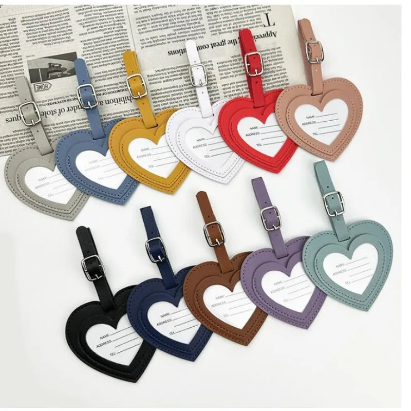 Luggage Tags Vacation Travel Accessories Creative PU Love Boarding Pass Thickened Leather Luggage Tag Check in Tag Id Name Tags