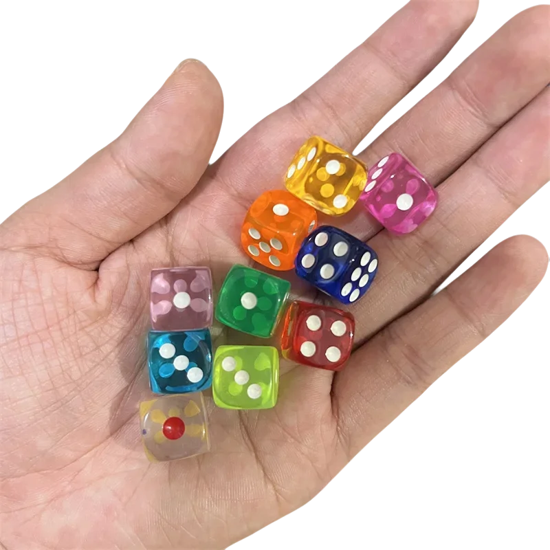 50pcs/Pack High Quality New 12mm Acrylic Transparent D6 Point Dice #12 Round Corner Boutique Dice