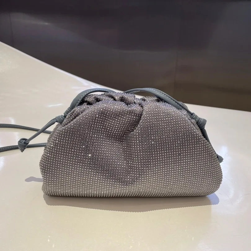 Luxury Designer Glitter Rhinestone Diamond Cloud Bag Evening Bag Wedding Party Clutch Purse Women Handbag Shoulder Messenger Bag