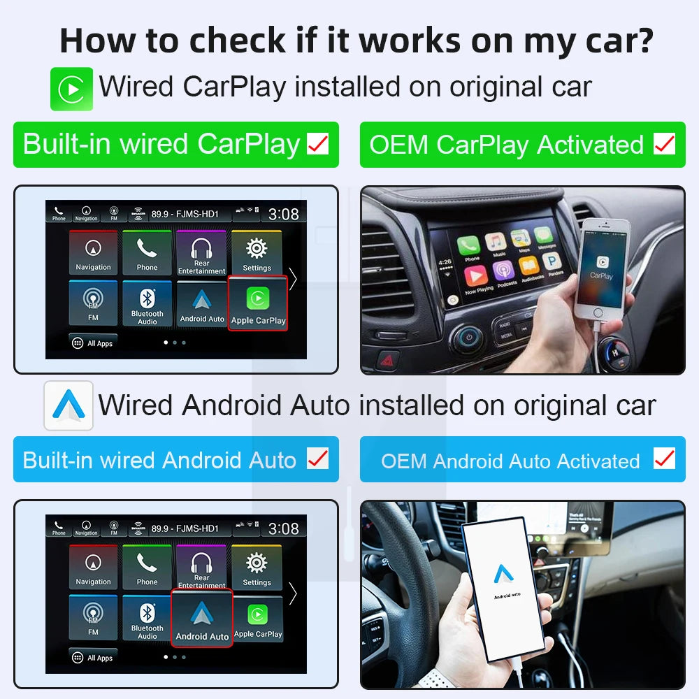 For Hyundai Kia Mazda Mini U3 Smart Box Wireless Carplay Adapter& Android Auto Dongle OTA For Car Wired to Wireless CP/AA