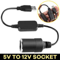 5V USB To 12V Car Cigarette Lighter Female Socket Adapter USB Male To Cigarette Lighter Female Converter Plug Auto Accessories
