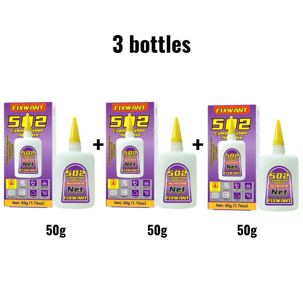 1-3pcs Instant Quick-drying FIXWANT 502 Super Glue Cyanoacrylate Adhesive Leather Rubber Wood Metal Strong Bond Liquid Glue Tool
