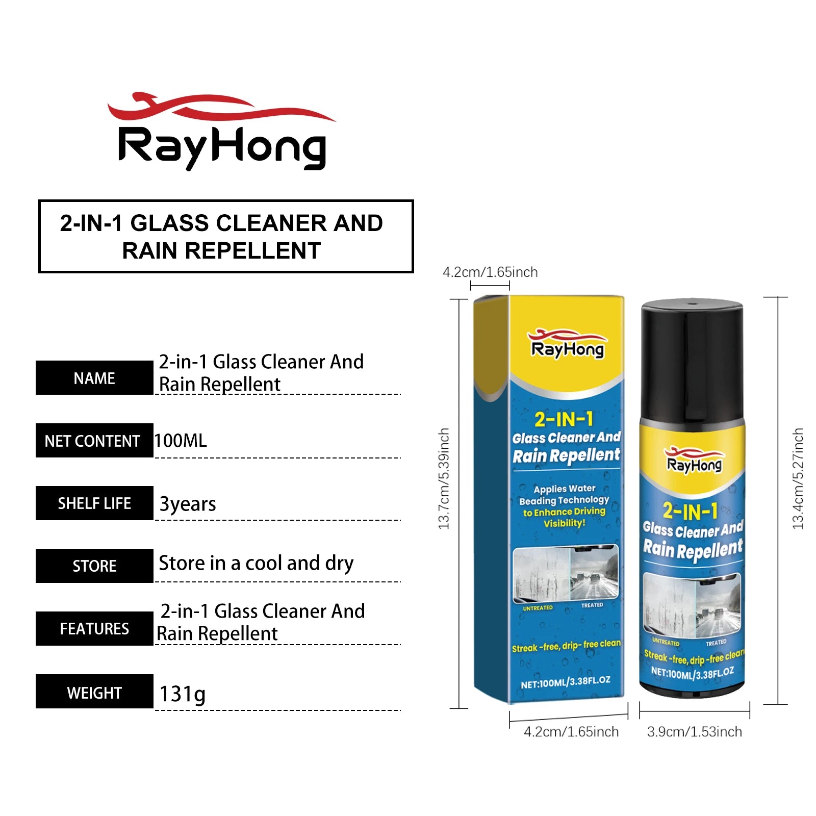 Car Windshield Repellent Spray Auto Anti-Rain Waterproof Hydrophobic Cleaner Glass Window Cleaning Polishing Car Detailing