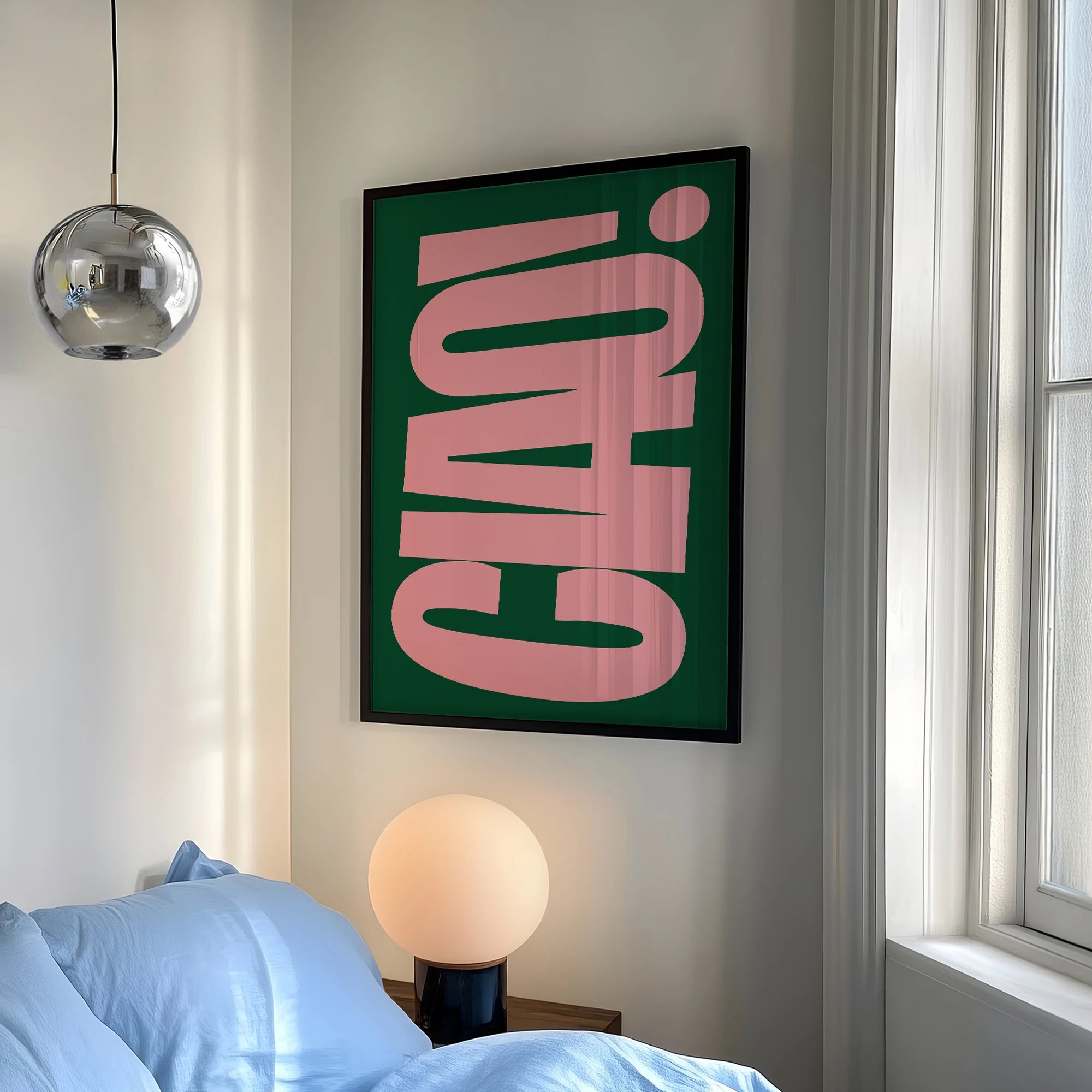 Retro Style Dark Green And Bright Pink Italian Ciao Wall Art Prints Canvas Painting Poster Picture For Living BedRoom Home Decor