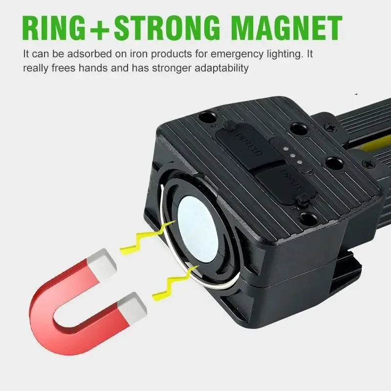 New COB Work Light, Magnetic LED Inspection Lamp, Cold Light + Warm Light + Red Light, Camping Emergency Repair Flashlight