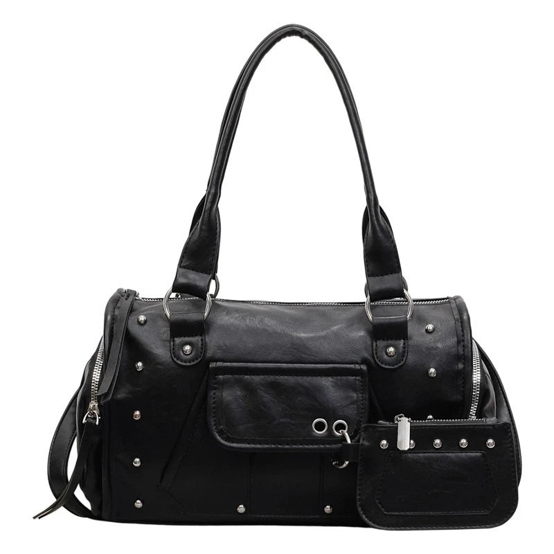 Fashionable Large-capacity Rivet Motorcycle Bag, New Women's Versatile Handbag, High-end Commuting Crossbody Bag, for Daily Use