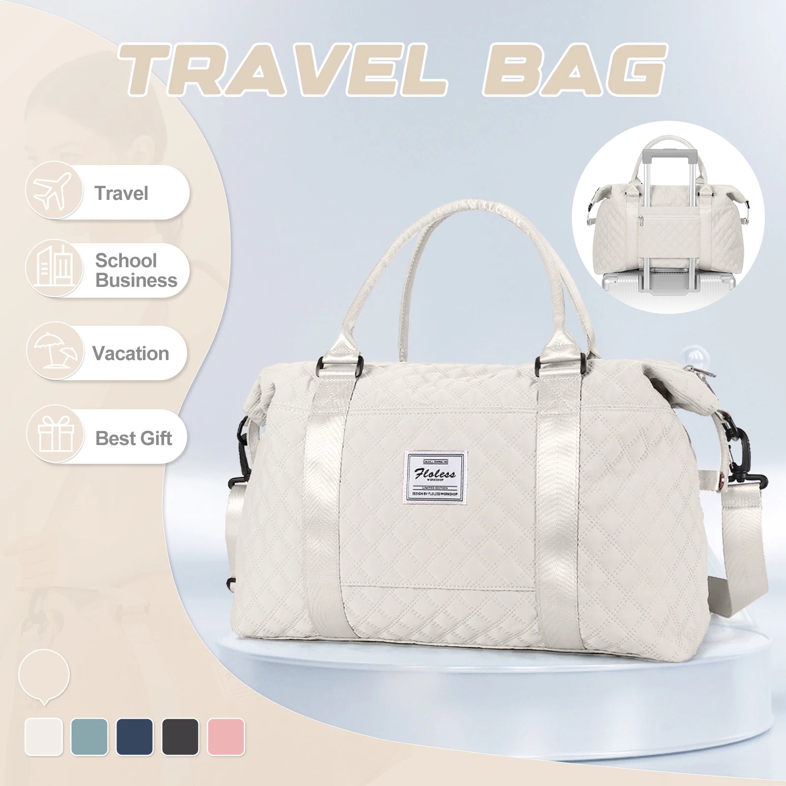 Travel Duffle Bag, Waterproof Weekender Carry On Travel Bags, Sport Gym Bag, Hospital Bags for Labor and Delivery, Overnight Bag