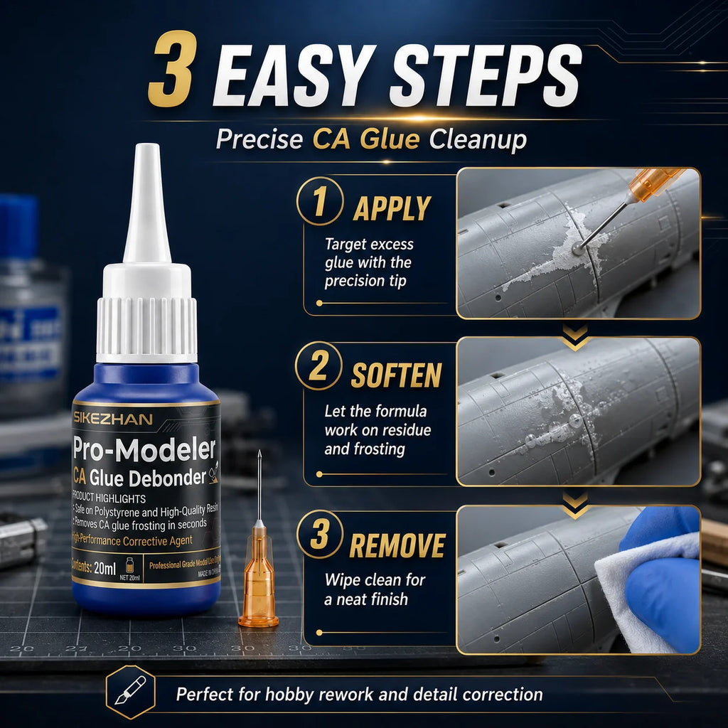 SIKEZHAN 20ml CA Glue Debonder Super Adhesive Remover Cleans Glue Frosting Safe on Resin Polystyrene Plastic Model Hobby Tools