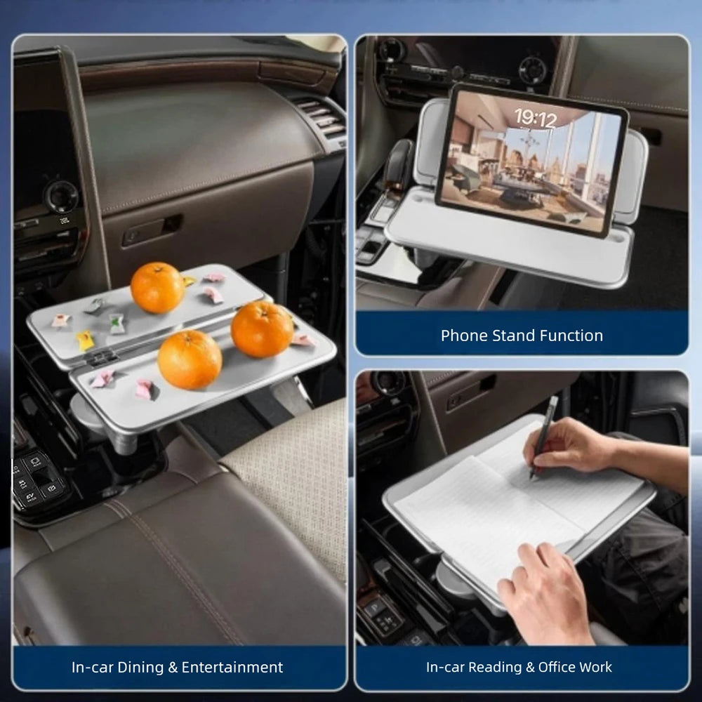 2026 New Car Floating Small Table for Tesla Model 3 Y X S All Range 360° Rotating Foldable Desk Notebook Cup Holder