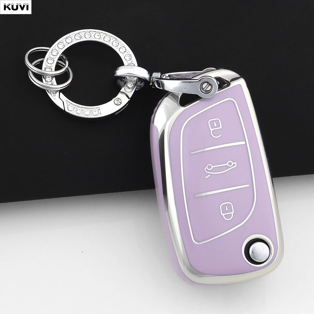 Fashion TPU Car Flip Key Case Cover Shell For Citroen C1 C2 C3 C4 C5 XSARA PICA For Peugeot 306 407 807 For DS DS3 DS4 DS5 DS6