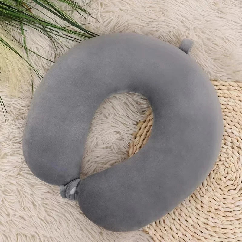 1pc Travel Pillow Neck Pillow Airplane Pillow Traveling Car Home Office Travel Neck Flight Pillow Snap Strap Soft Cover