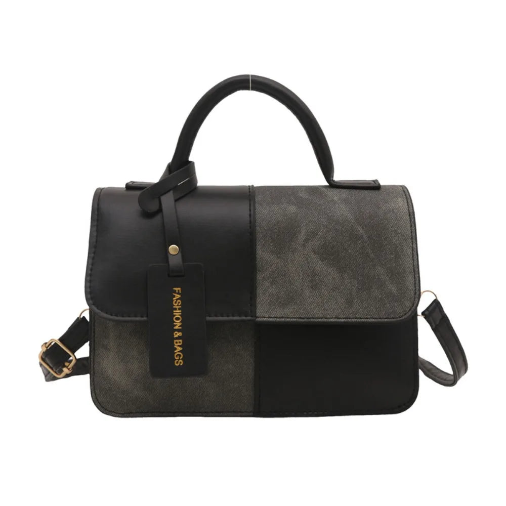 Messenger Bag Color Blocking Women Shoulder Bag Portable Korean Style Mini Travel Bag PU Handbag Ladies Crossbody Bag Travel