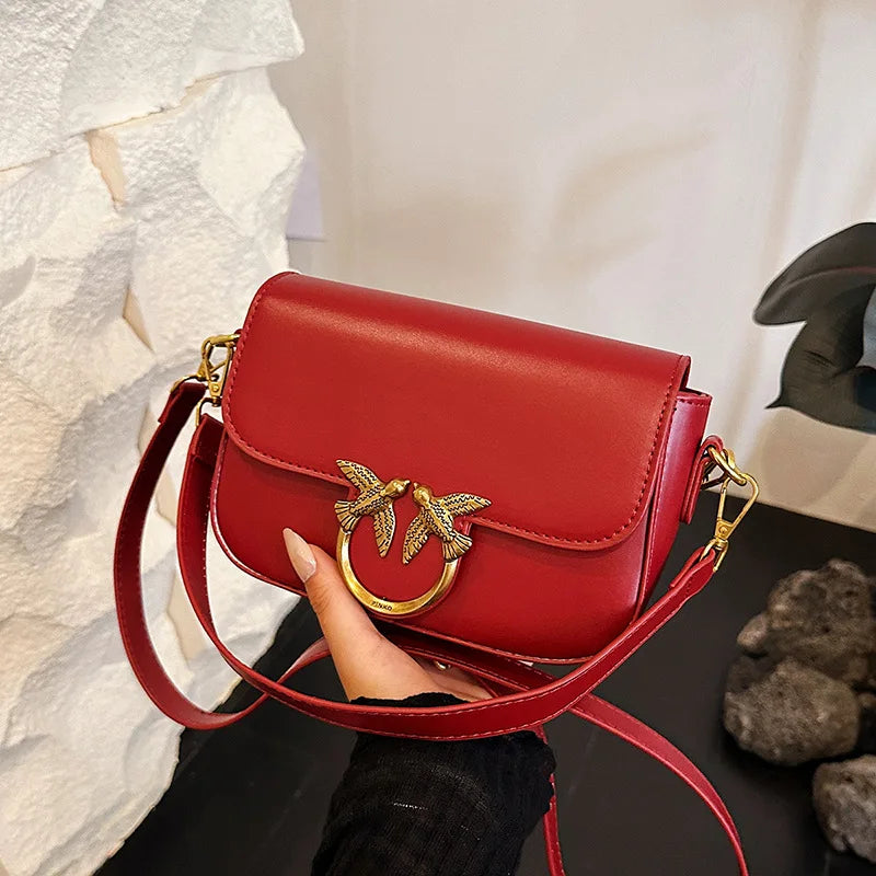 Swallow Bag 2026 New Women's Bag Double Feiyan Fashion Versatile One Shoulder Crossbody Bag Small Square Bag
