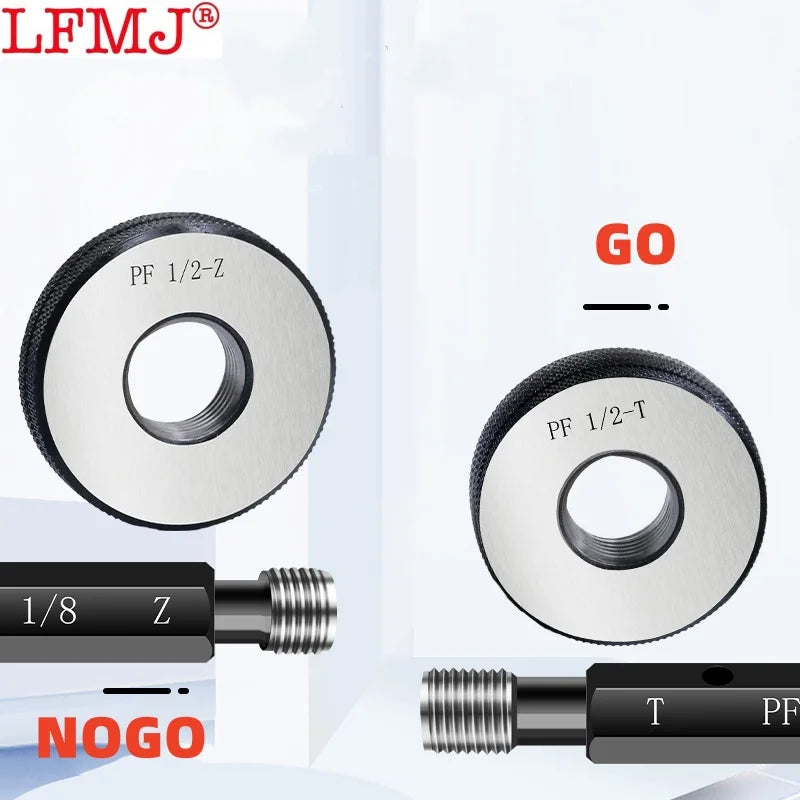 Straight Pipe PF 1PCS Thread Plug Gauge / 1SET(1*GO+1*NOGO) Thread Ring Gauge Measure Tool PF1/8 1/2 1/4 3/4 1''