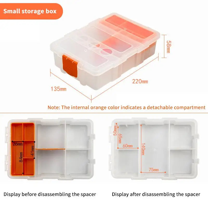 Multi Grid Hardware Organizer Toolbox Box with 12 Compartments Portable Plastic Storage for Workshop Home DIY Tasks