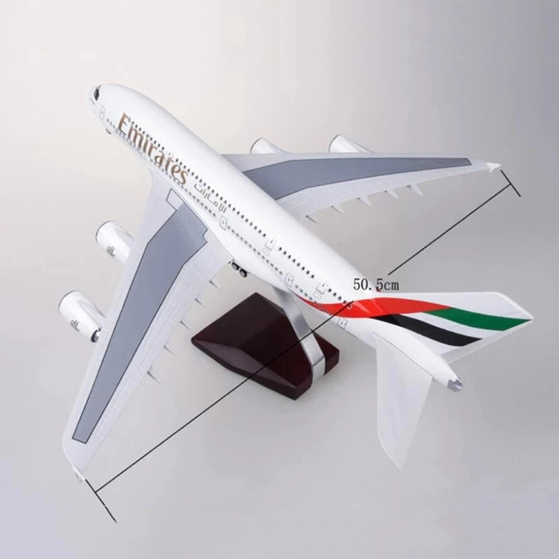 Airbus A380 UAE/Emirates Toy Plane Model 1/160 Scale 18 inchs Large Model Airplane Toy Kits with Stand Airliner Model Plane
