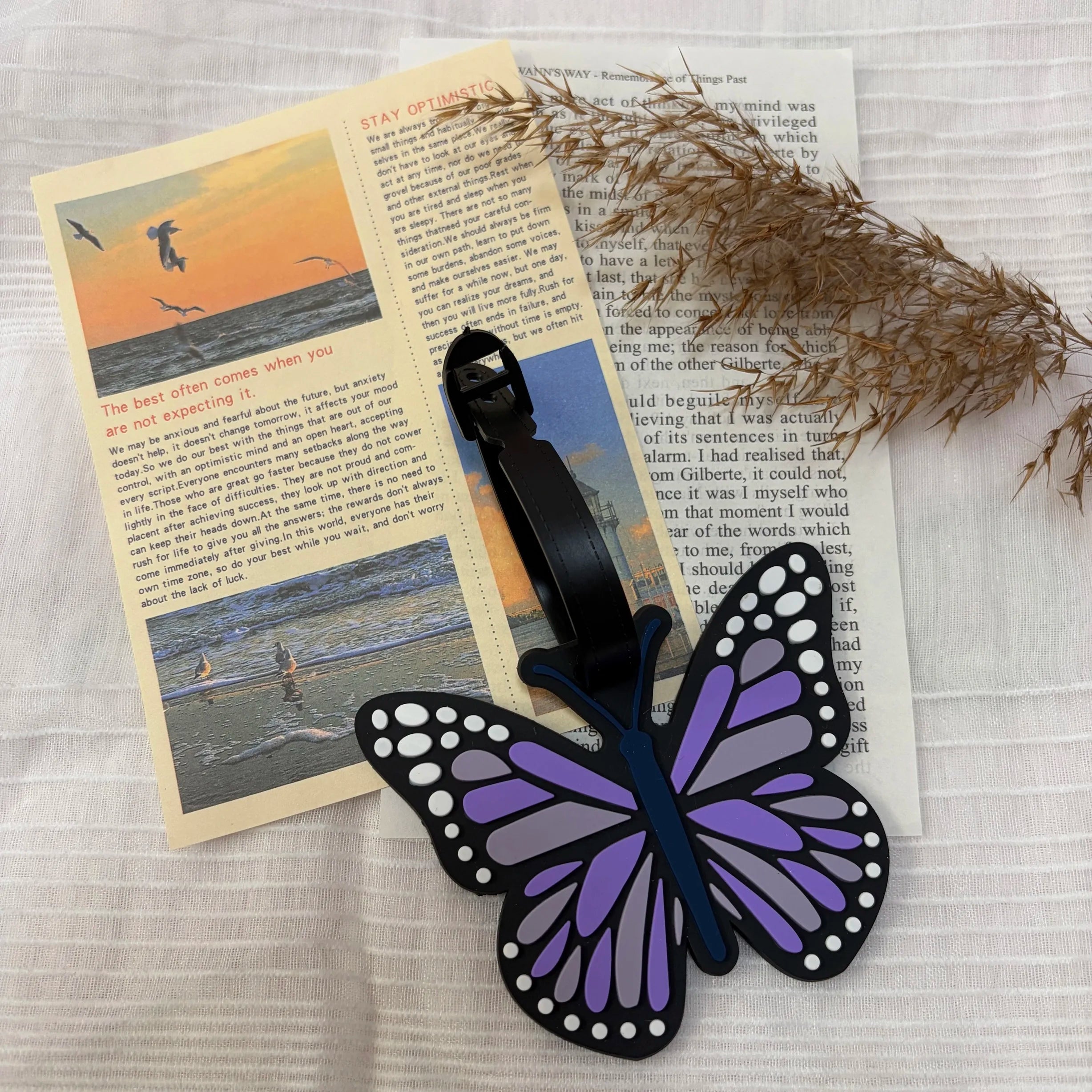 Aesthetic Gradient Butterfly Silicone Luggage Tag, Anti-Lost Name Information Tag, Travel Suitcase Backpack Identification Hangi