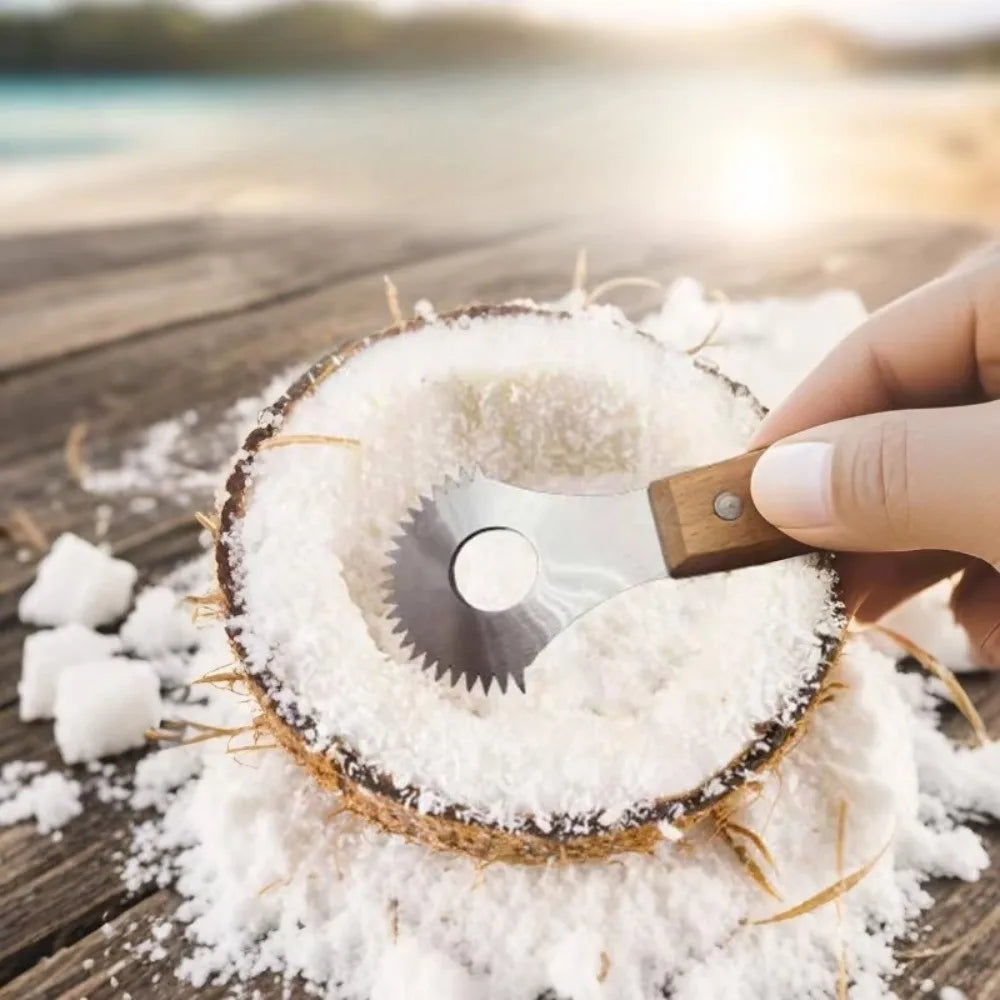 Stainless Steel Coconut Planer Sharp Not Easily Deformed Fruit Spoon Planer Eco-Friendly Wooden Handle Coconut Milk Making Tools